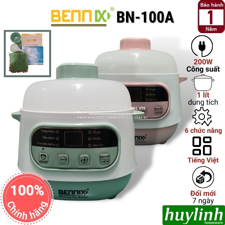 Nồi chưng yến, hấp cách thủy, nấu chậm Bennix BN-100A - 1 lít