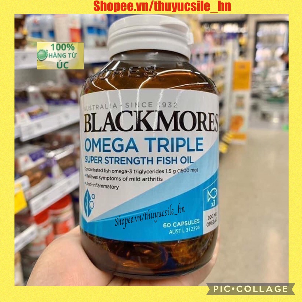 Dầu cá hàm lượng cao gấp 3 lần Blackmores Omega 3 Triple Super Strength Fish Oil 60 viên Úc