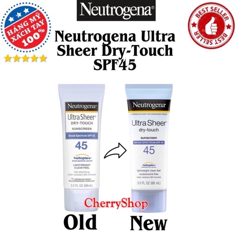 [Hàng USA] Kem chống nắng lâu trôi Neutrogena Ultra Sheer SPF 45 PA (88ml)