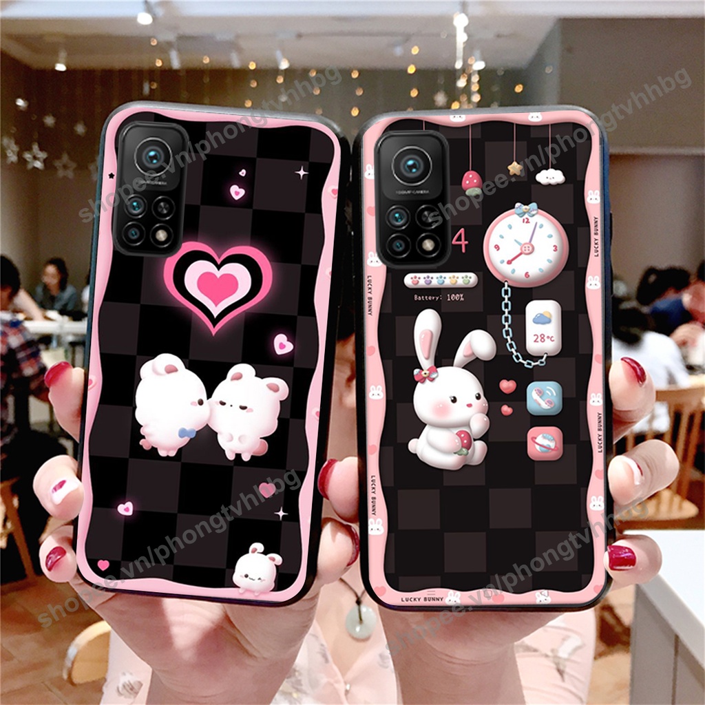 Ốp lưng Xiaomi Mi 10T Pro gấu,thỏ trắng , đồng hồ dễ thương cute cực đẹp