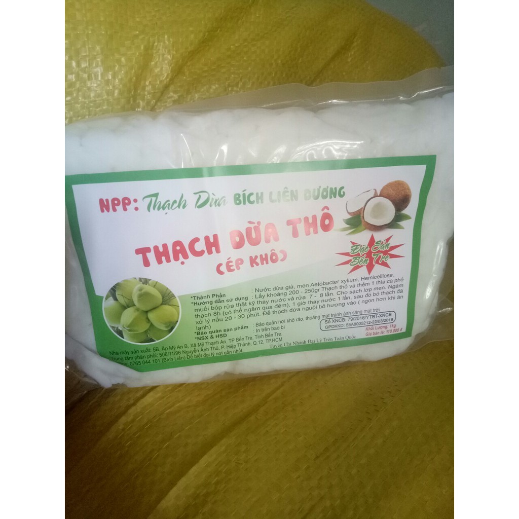 Giá sỉ 3Kg Thạch dừa loại 15Ly ép thô  tặng hương dừa