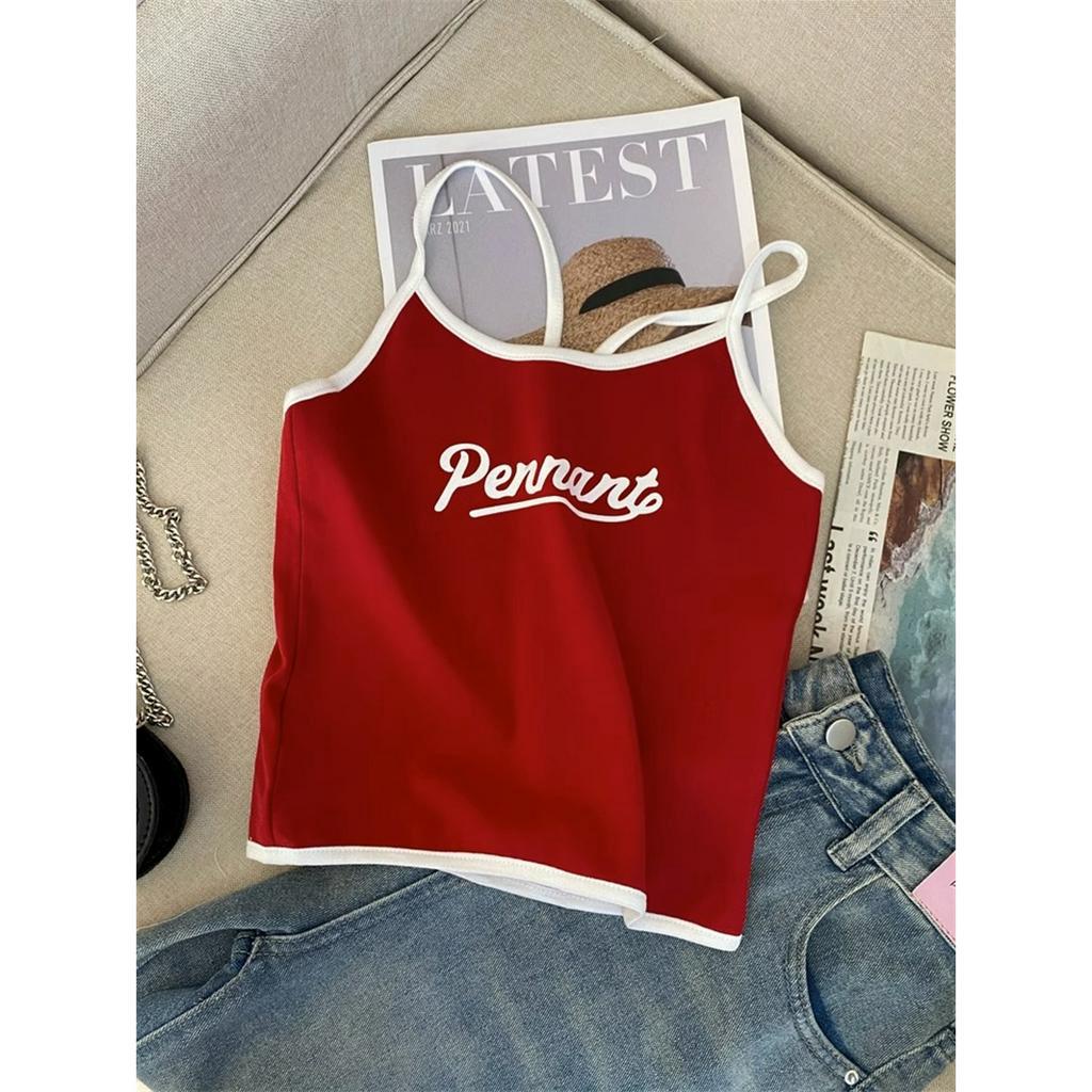 Áo Lửng Nhỏ Hai Dây Dáng Ôm Eo Cao Thời Trang Mùa Hè Cho Nữ Áo Thun Tay Ngắn Màu Trơn Kiểu Dáng Độc Đáo