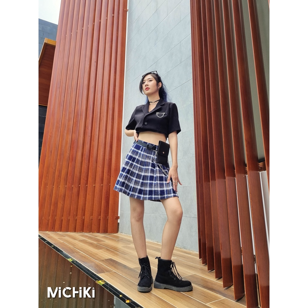 Áo blazer ngắn tay Michiki kiểu croptop  - Hàng thiết kế cao cấp