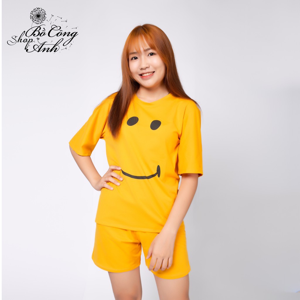 [Mã WASKT410K giảm 10K đơn 50K] Đồ bộ mặc nhà quần đùi áo in mặt cười dễ thương | BigBuy360 - bigbuy360.vn