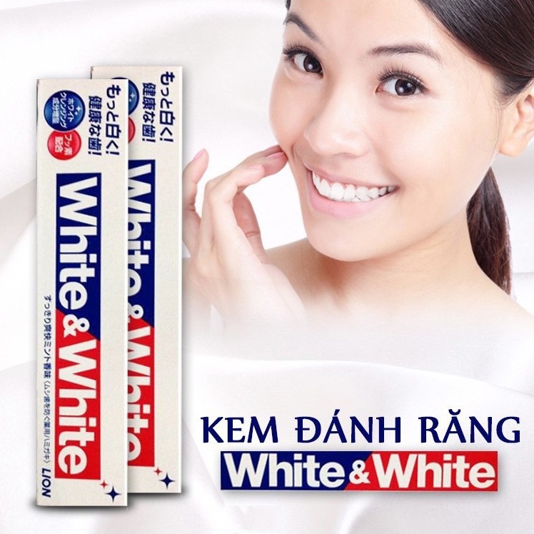 Kem đánh răng White &amp; White Lion Nhật Bản làm trắng răng, hơi thở thơm mát 150g
