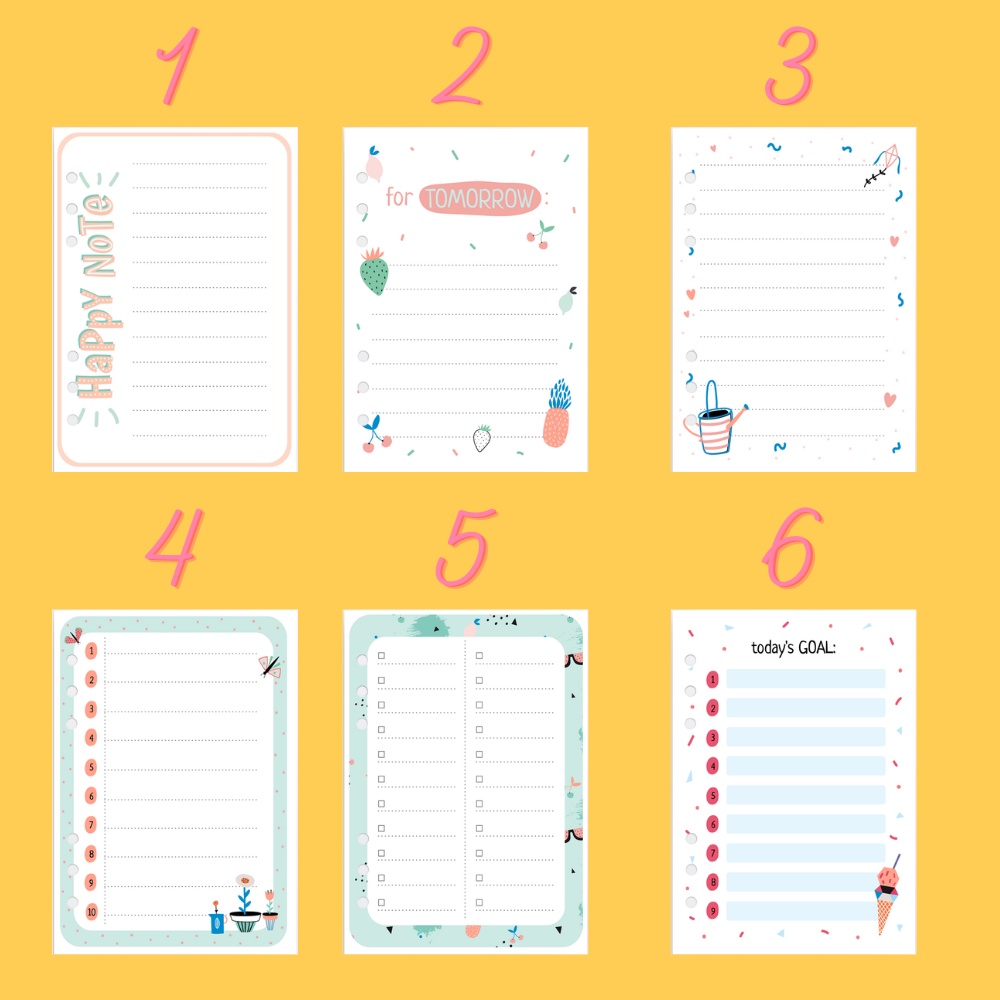 Ruột giấy sổ còng Self Planner - Happy Note 5 tờ / mẫu 120gsm A5 không kèm còng