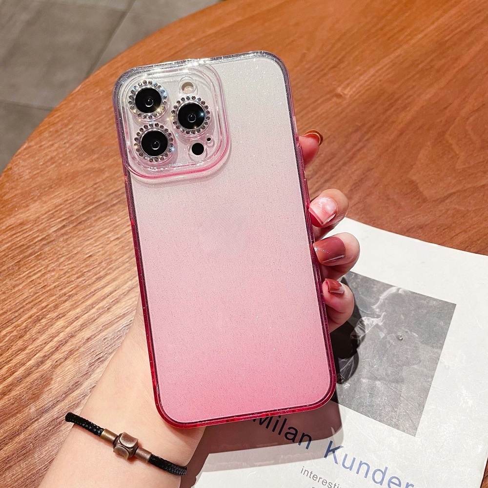 Ốp Điện Thoại Silicon Mềm Trong Suốt Đính Đá Lấp Lánh Màu Gradient Sang Trọng Cho iPhone 13 12 11 Pro Max