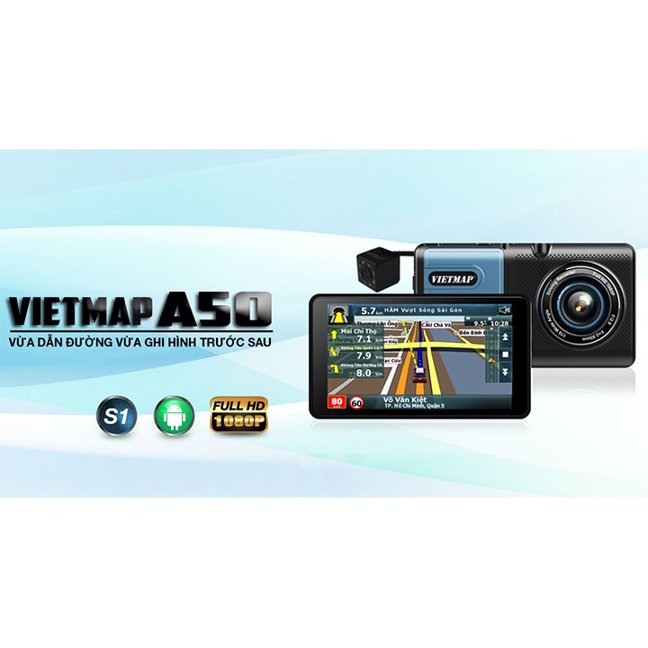 Camera hành trình trước sau tích hợp dẫn đường VIETMAP A50