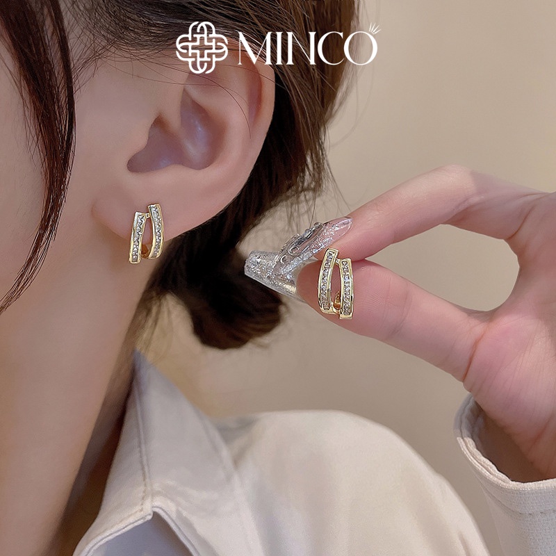 Khuyên tai Minco Accessories Đính Đá Lấp Lánh Sang Trọng Quý Phái Dễ Phối Đồ Thời Trang Yêu Thích Phái Nữ BT41