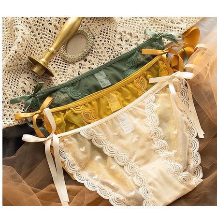 Được chọn màu - Quần lót ren nơ tim thắt nơ hông điệu đà 039