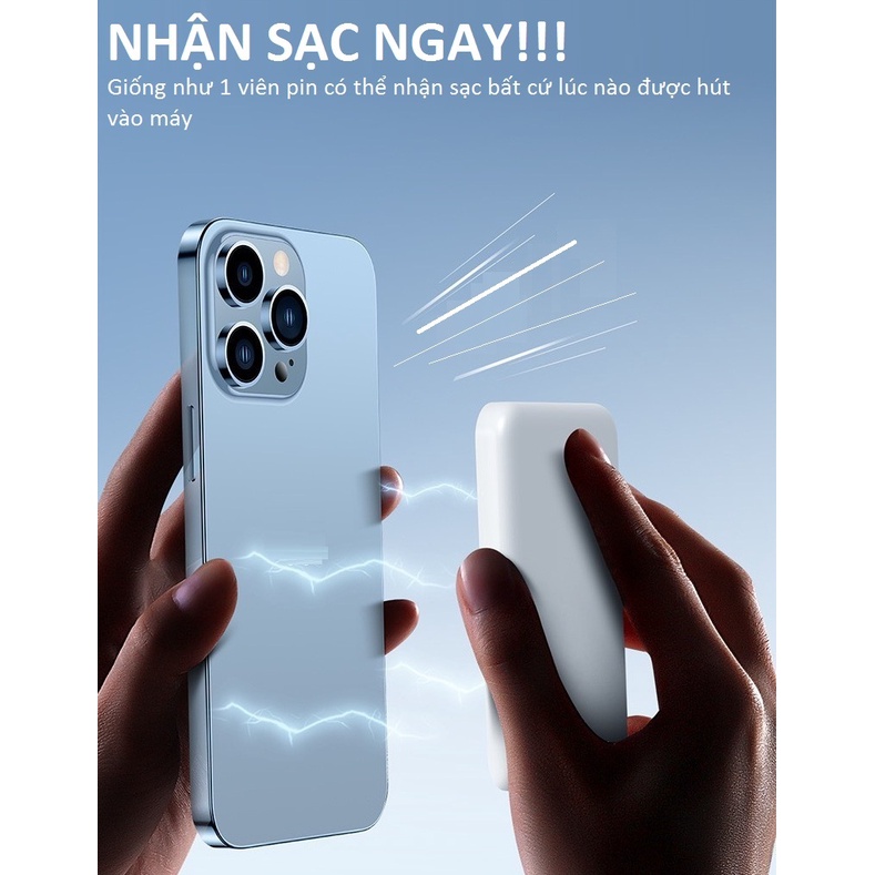 Sạc Dự Phòng Không Dây Sạc Nhanh Pin 5000mah Mini Nhỏ Gọn Cao Cấp Cho Điện Thoại – Gutek Mag1