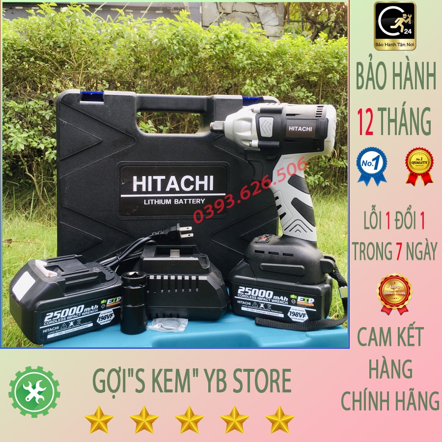 Máy Khoan Pin - Siết BULONG HITACHI 198v, lõi đồng không chổi than, dễ dàng dử dựng tiện lợi cho mọi người dùng