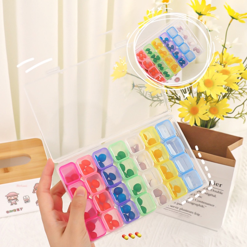 Hộp nhựa 28 ngăn trong suốt chuyên dùng đựng trang sức đa năng tiện lợi