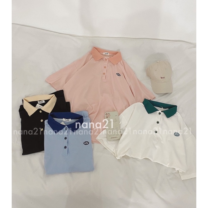 Áo thun polo thêu chữ chất dày dặn