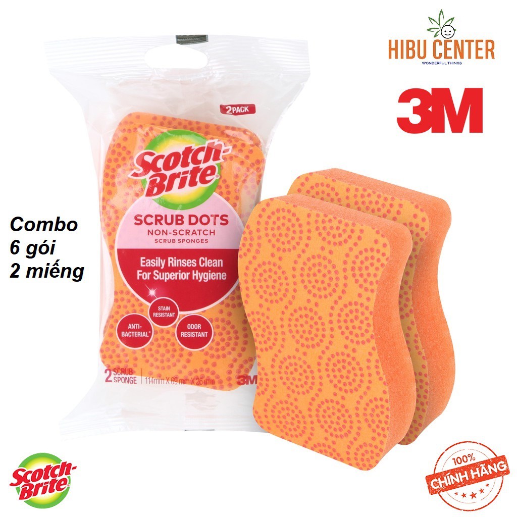 Gói 2 Miếng Cọ Rửa Hạt Nổi Không Trầy Xước Scotch-Brite 3M - 11.4 x 6.9 x 2.6 (cm) – Hàng Chính Hãng  HIBUCENTER
