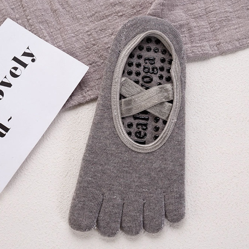 Youyo Vớ Tập Yoga Chống Trượt 5 Ngón Chân Cổ Thấp Bằng Silicon Màu Trơn Có Quai Cầm Cho Nữ