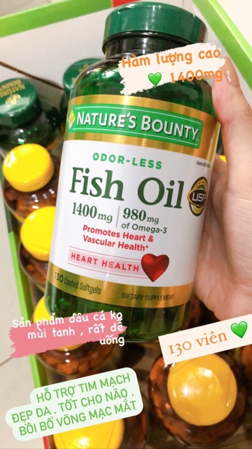 (Freeship) Nature's Bounty Fish Oil 1400mg nội địa 12/2024