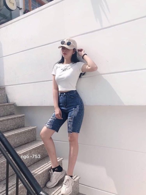 Quần jean ngố lai tưa rách mã 107.272