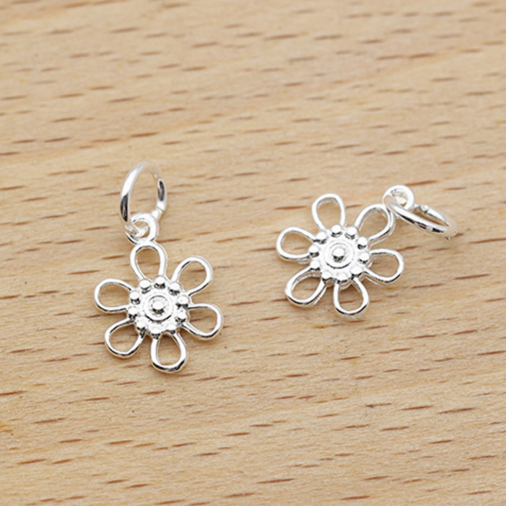 Phụ kiện Charm bạc Mặt hoa nhỏ treo