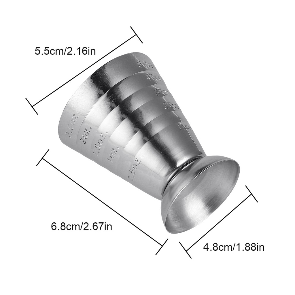 75ML Stainless Steel Scale Measuring Jigger Cocktail Wine Drink Shaker Pub Bar Cup Tumblerful Stoup