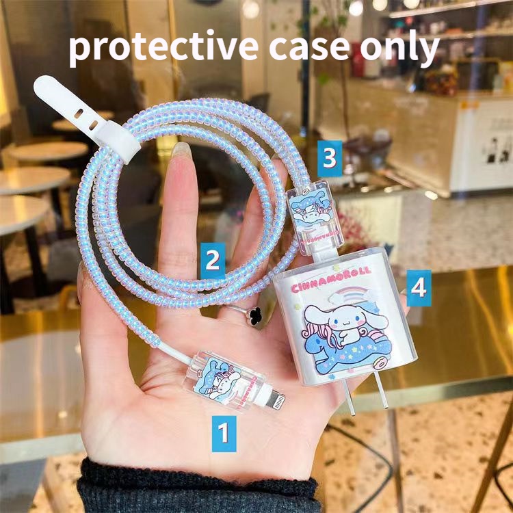 Bộ 5 Vỏ Bọc Bảo Vệ Cáp Sạc Nhanh Hình Cinnamoroll Hoạt Hình Cho IPhone 11 12 13 18W-20W