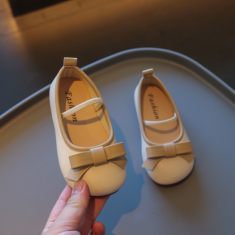 Giày Búp Bê Da Đế Mềm Đính Nơ Xinh Xắn Cho Bé Gái 2-12 Tuổi