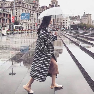 Áo khoác dạ đen trắng