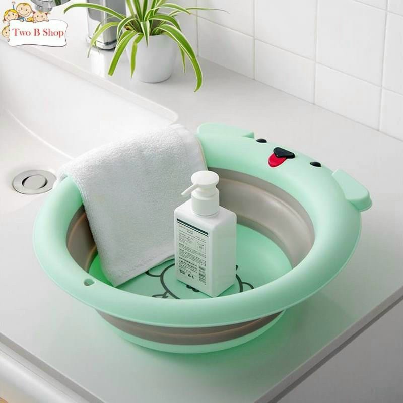 Chậu rửa mặt gấp gọn hình cún cho bé đồ sơ sinh cao cấp siêu tiện lợi