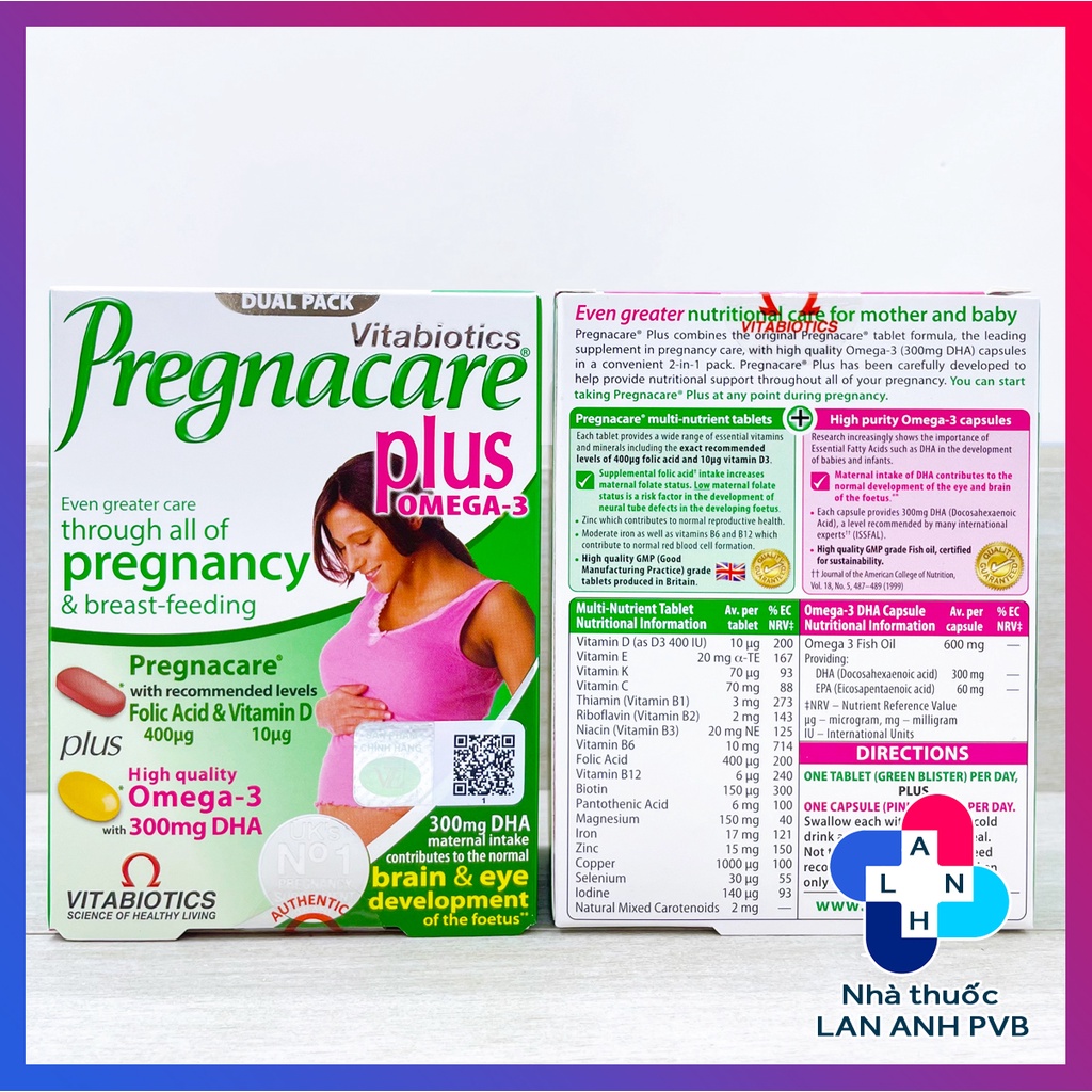 PREGNACARE PLUS OMEGA-3  - Vitamin bầu chăm sóc dinh dưỡng trọn vẹn thai kì.