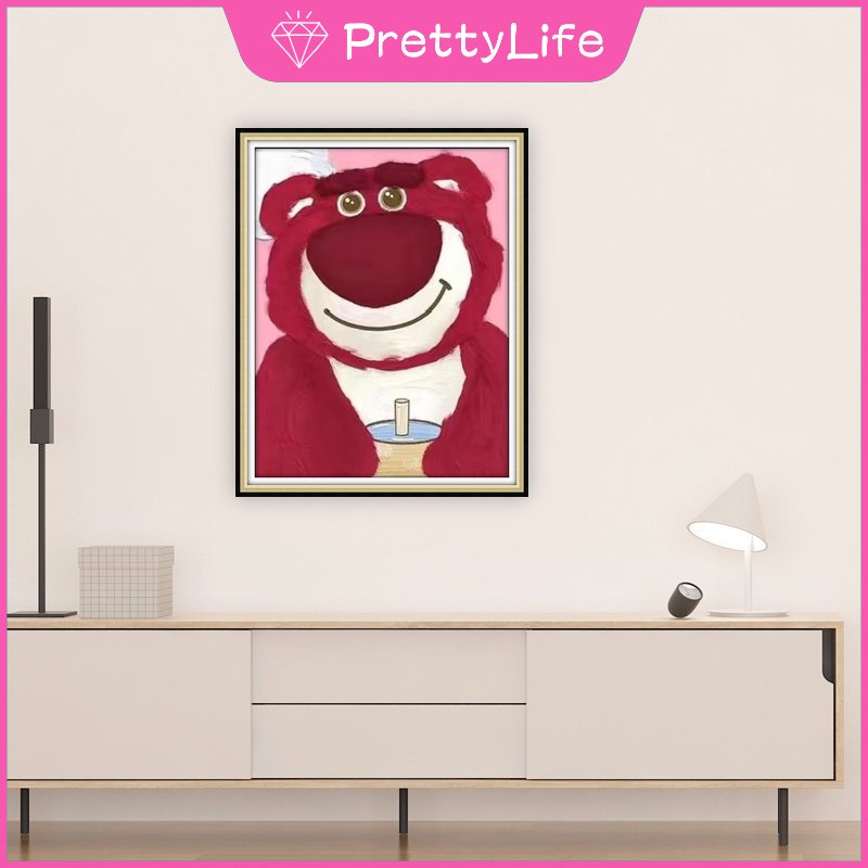 Bộ Tranh Đính Đá 5D Tự Làm 30x40cm / 40x50cm Hình Gấu / Dâu Tây / Bọt Biển Trang Trí Nhà Cửa