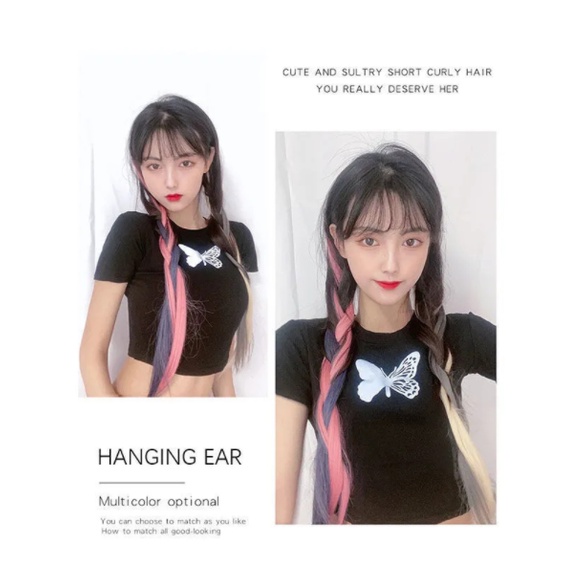 Tóc Giả Nối Dài Màu Gradient 50cm Tích Hợp Kẹp Dành Cho Nữ