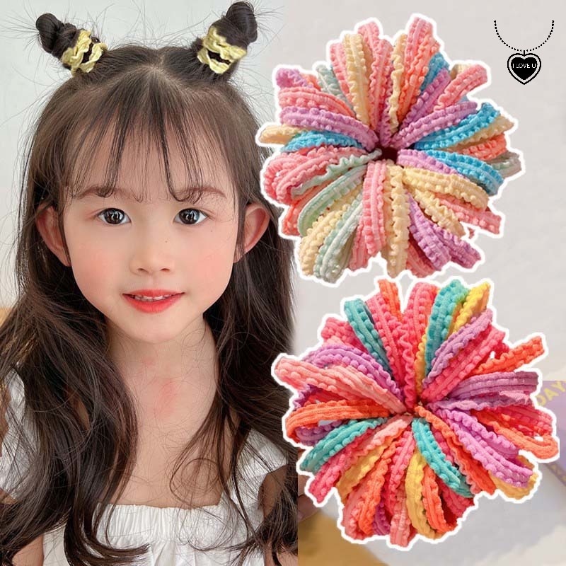 Bộ 5 Dây Buộc Tóc Co Giãn Tốt Màu Sắc Ngọt Ngào Thời Trang Cho Bé Gái