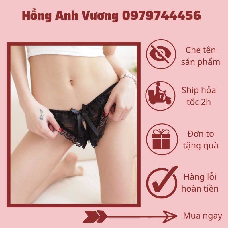 quần lót nữ quần xẻ đáy không đũng ren hoa sexy gợi cảm