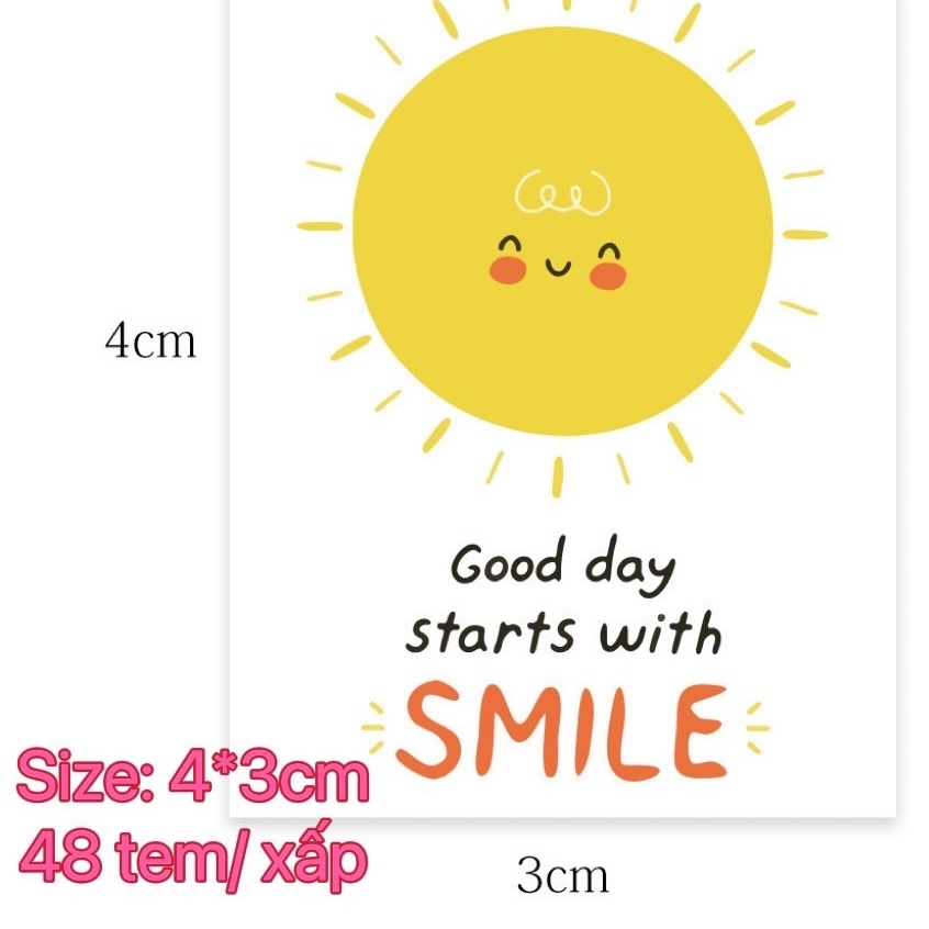 MY303_Tem dán hình mặt trời cười tỏa nắng_48tem/ xấp,3X4CM