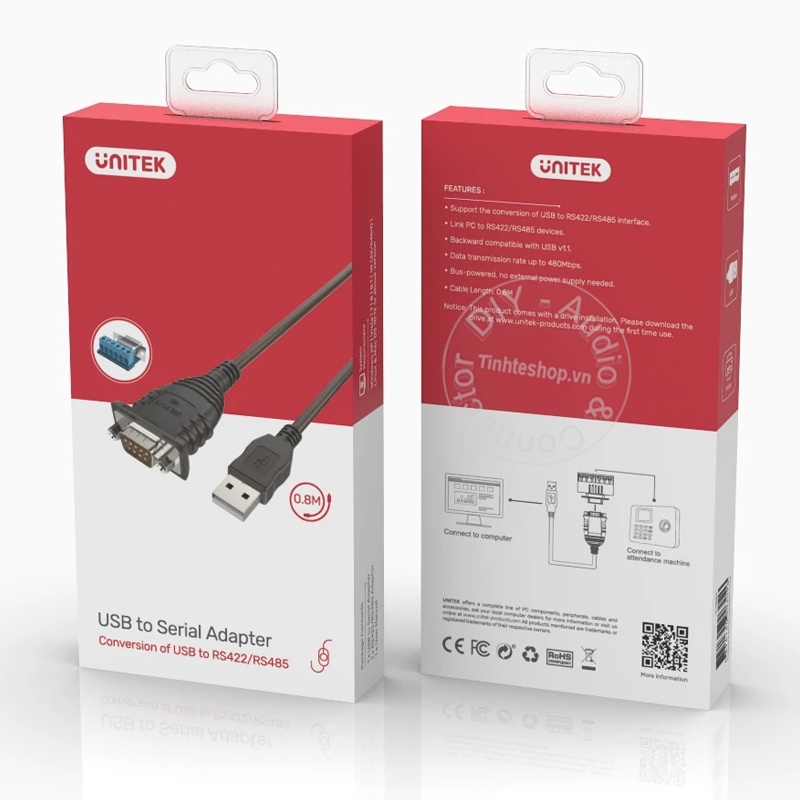 Cáp USB sang RS485 RS422 Unitek Y-1082 80Cm - USB to RS422/485