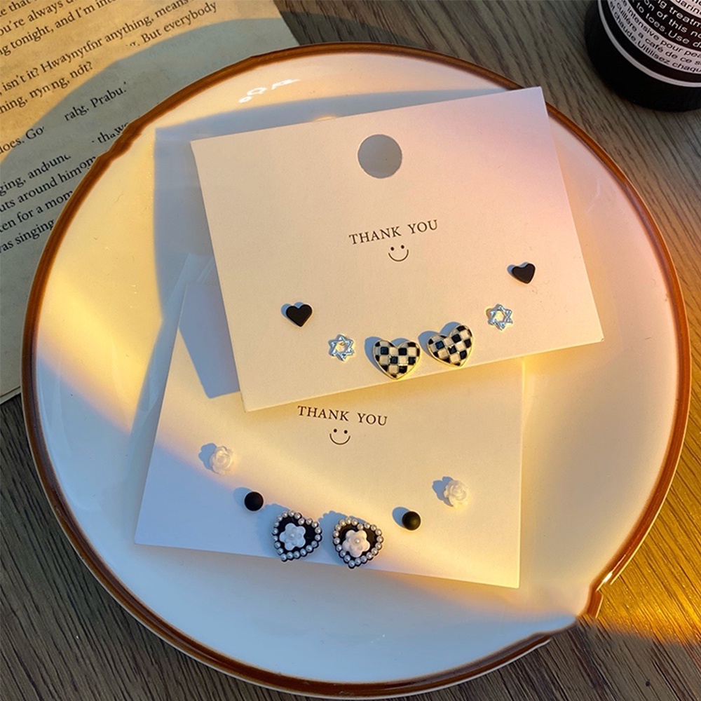 Set 3 đôi khuyên tai iF YOU mạ bạc kiểu dáng đơn giản thời trang cho nữ