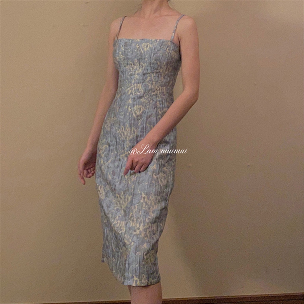 Đầm Hai Dây Dáng Ôm Phong Cách Pháp Cổ Điển Thời Trang Mùa Hè Hàng Mới Dành Cho Bạn Nữ 2022