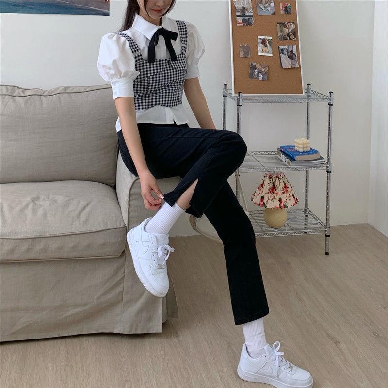  Xiaozhainv Quần Jean Nữ Dáng Dài Cạp Cao Ống Suông Xẻ Tà Cá Tính Phong Cách Hàn Quốc | BigBuy360 - bigbuy360.vn