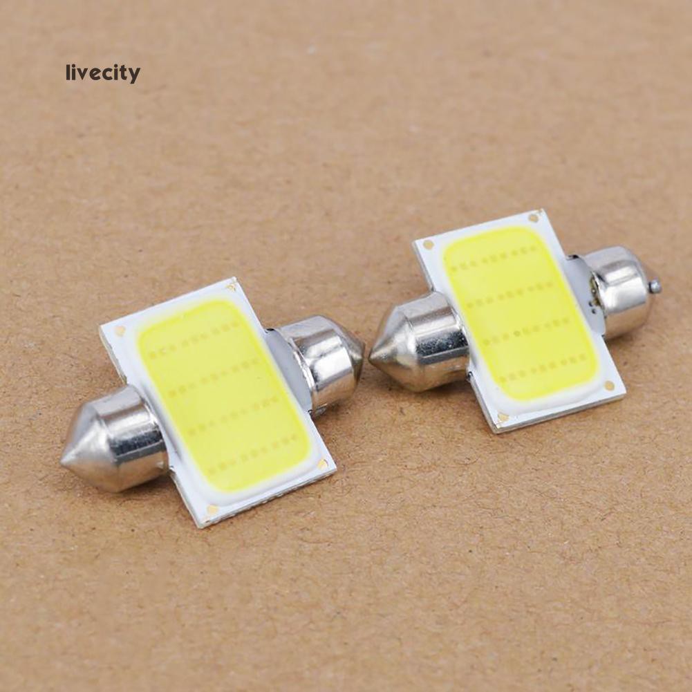 2 Đèn Led 12V Cob Ánh Sáng Trắng Cho Xe Hơi Xe Tải