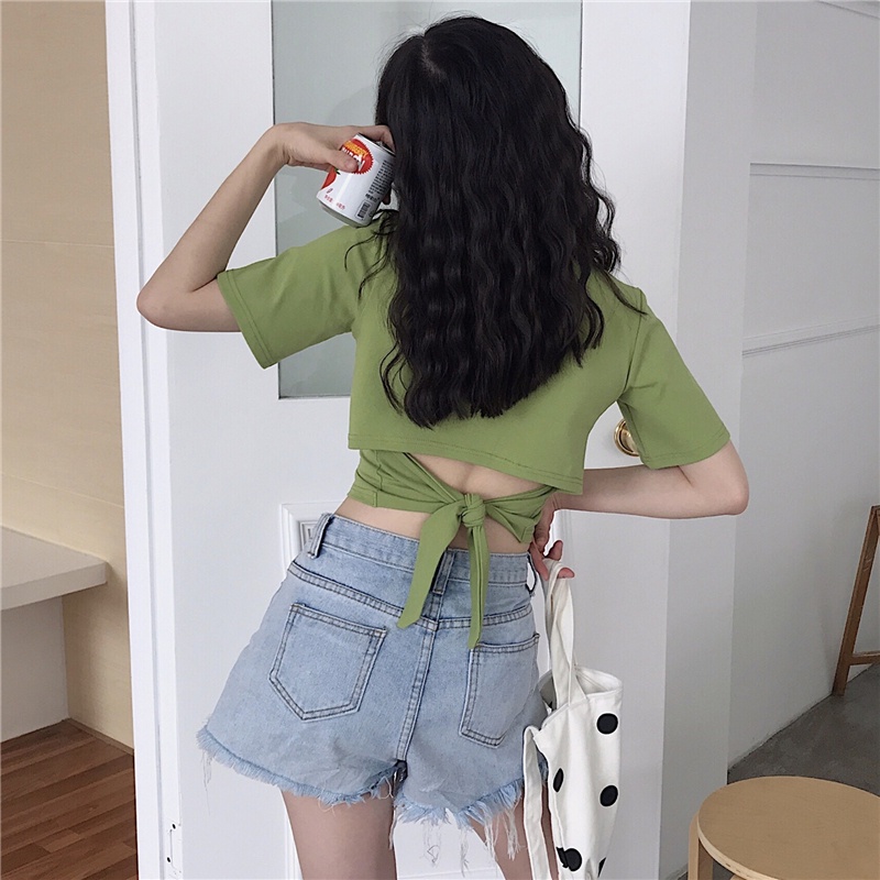 SUXI Áo Thun Tay Ngắn Cổ Tròn Màu Sắc Đơn Giản Dễ Phối Đồ Hợp Thời Trang Hè