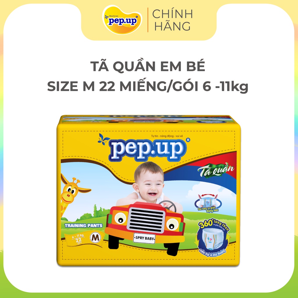 Tã Quần Em Bé PEP.UP gói trung các size M22, L20, XL18, XXL16