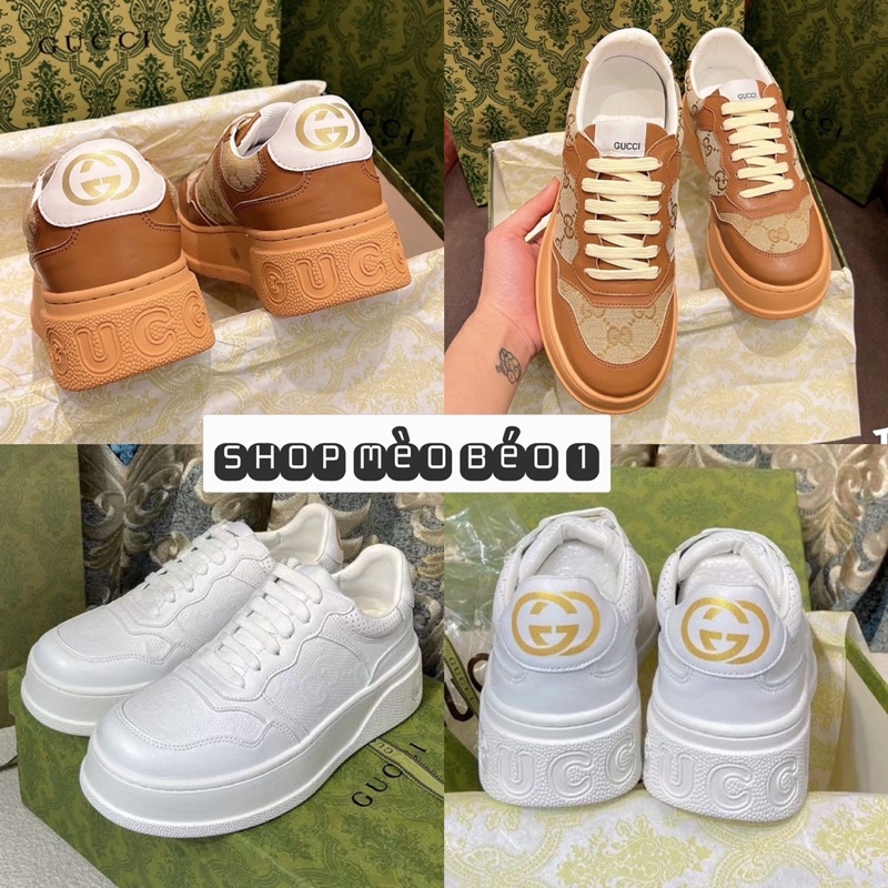 Giày thể thao guci hoạ tiết kẻ viền fullbox