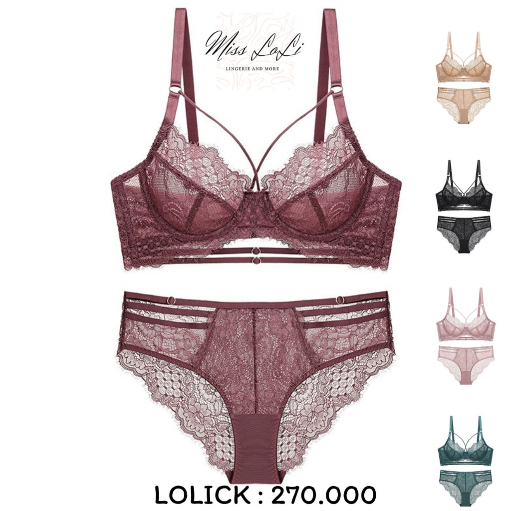 [FREESHIP] Set Bộ Đồ Lót Nữ LOLICK CHARM Khuy, Áo Bra Nữ Có Gọng Siêu Mỏng, 3 Dây Trang Trí Gợi Cảm Châu Âu