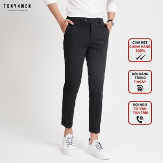 Quần Âu Nam Cao Cấp Local Brand TONY4MEN Kẻ Sọc Dáng Hàn Quốc Slimfit Thanh Lịch QA1702
