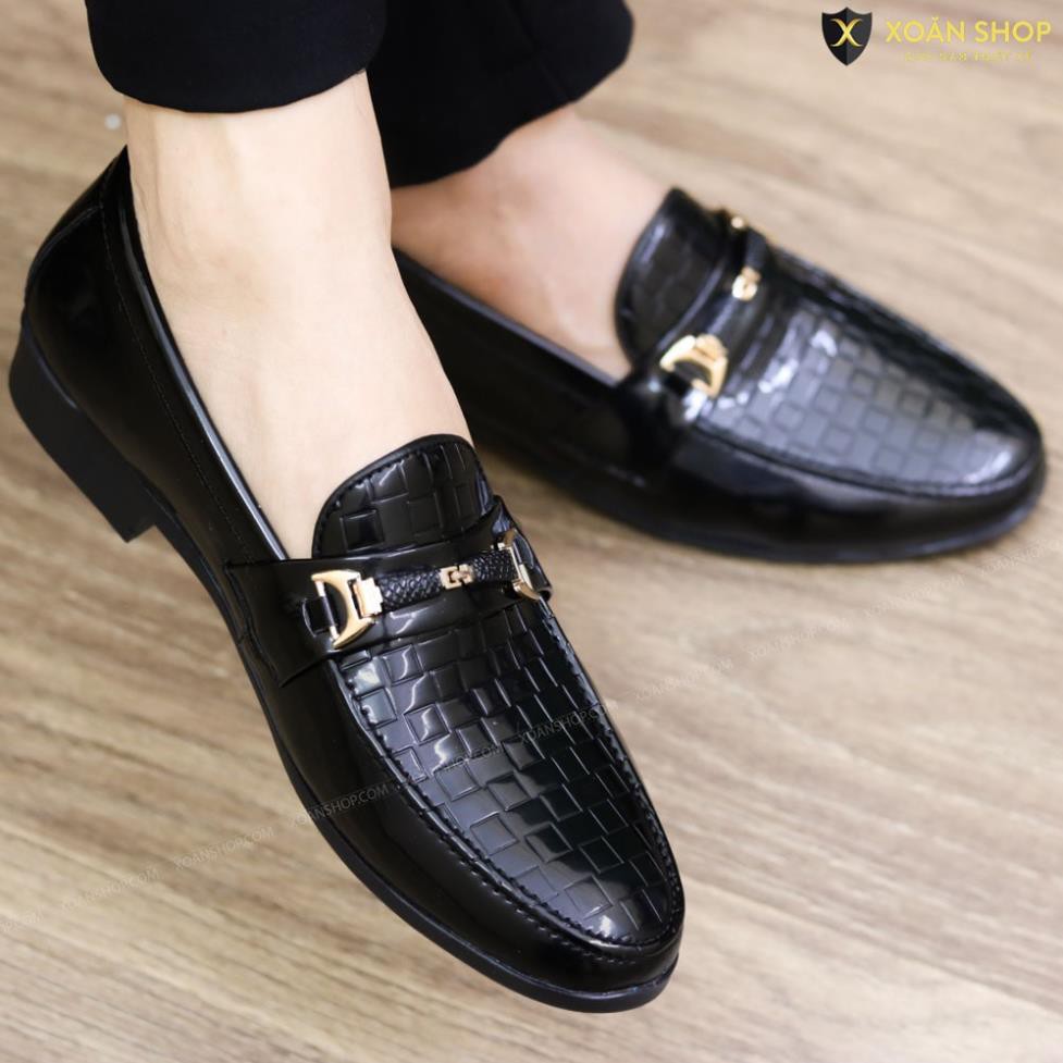 ĐẲ𝐍𝐆 𝐂Ấ𝐏 Giày Lười Da Bóng Nam Giá Rẻ - Đế Cao Su Tăng Chiều Cao 3cm - Mã L157 Màu Đen - Hàng Việt Nam