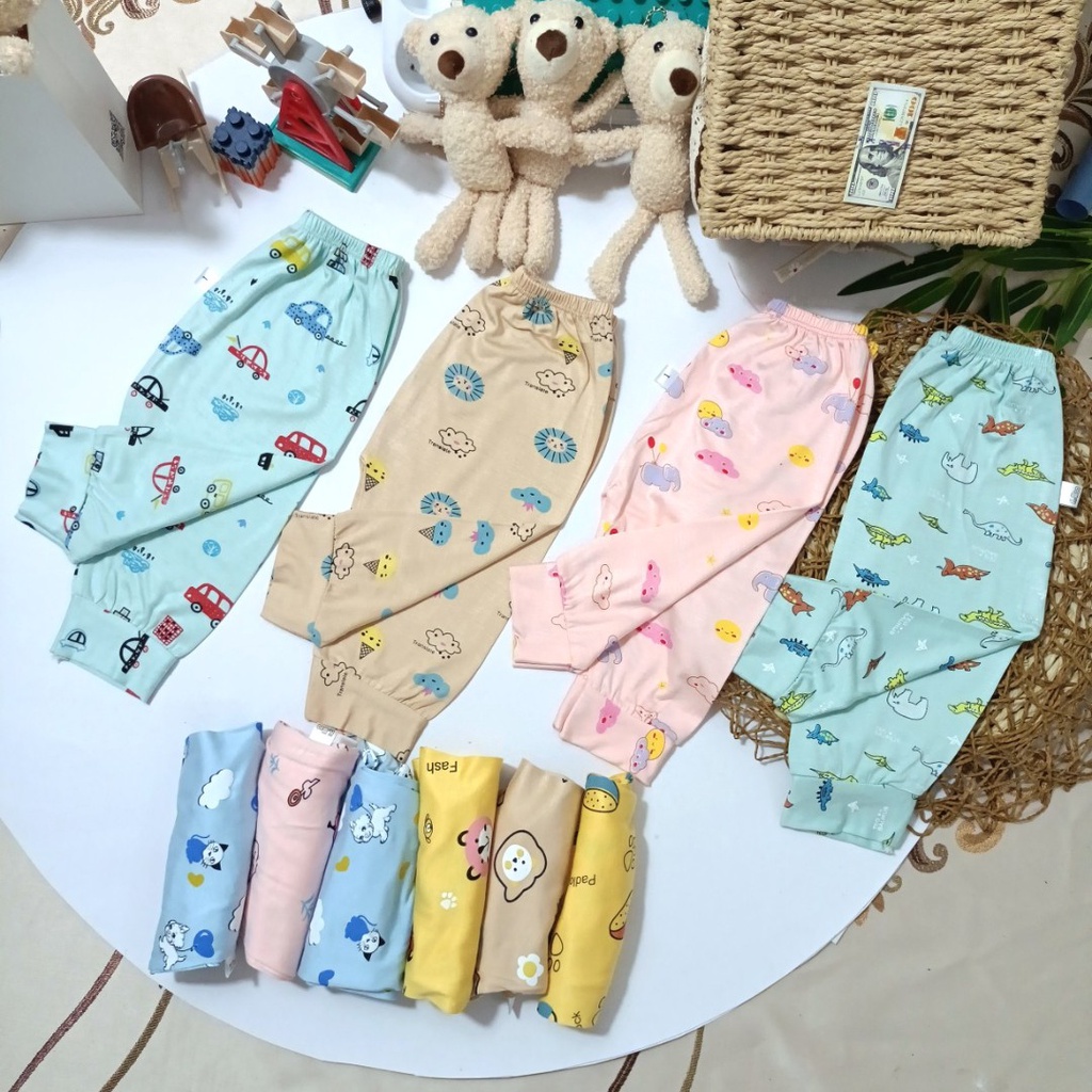 Quần Dài Thun Lạnh Phối Hoạ Tiết Cho Bé Dễ Thương CHIDU CD041