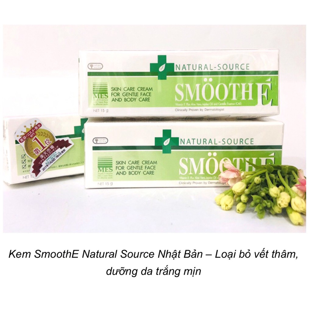 Kem MỜ THÂM SẸO SmoothE Natural Source Nhật Bản tuýp 15g chính hãng hiệu quả sau 2 tuần sử dụng