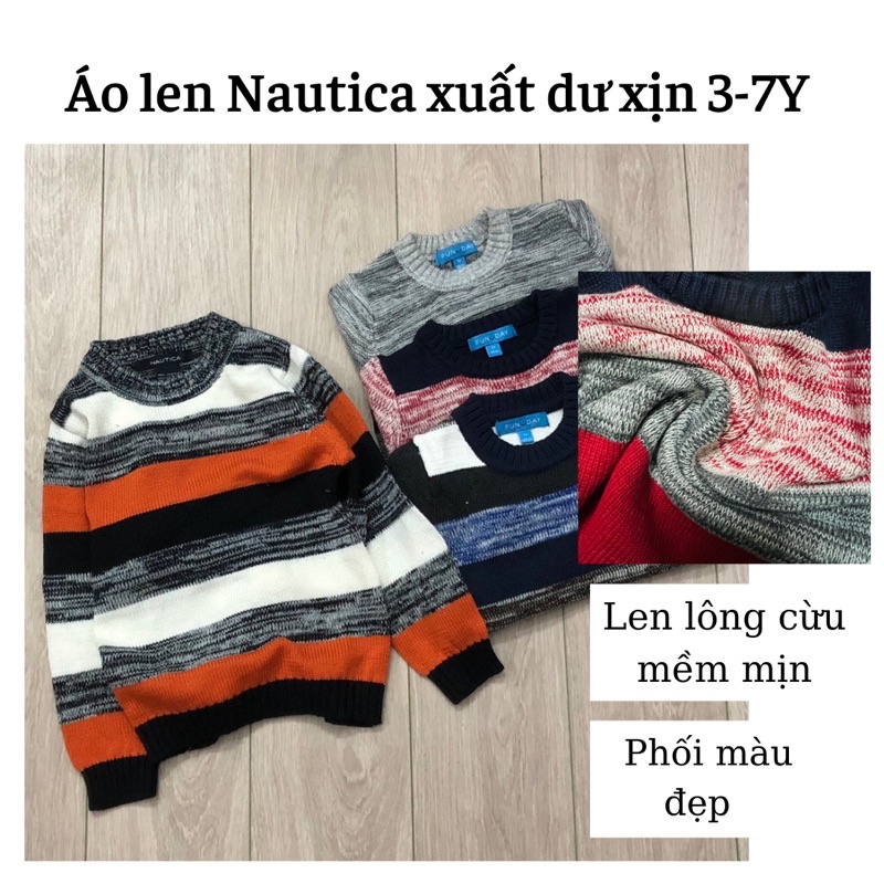 Áo len bé trai Nautica - Funday dư xịn chất len lông cừu cao cấp mềm đẹp