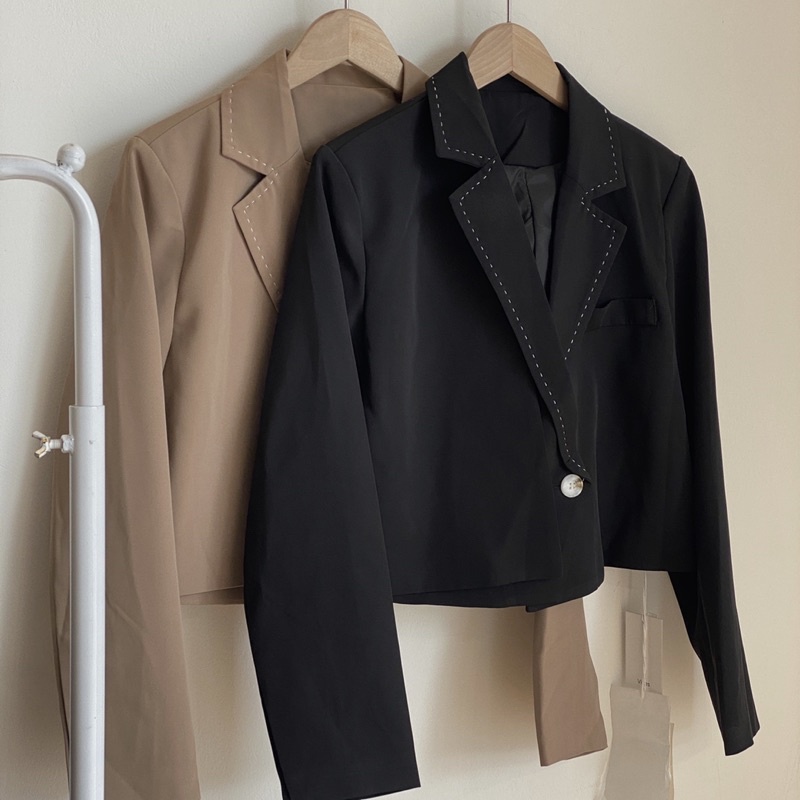 BLAZER CỔ XÉO CHẠY VIỀN CHỈ_AK195