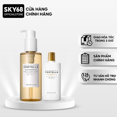 Combo 2 Sản Phẩm giảm Mụn, Làm Dịu Da Chiết Xuất Rau Má Skin1004 Madagascar Centella (Tẩy trang 200ml + KCN 50ml)